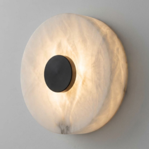 Large Slim Alba Alabaster Wall Light In Dark Bronze