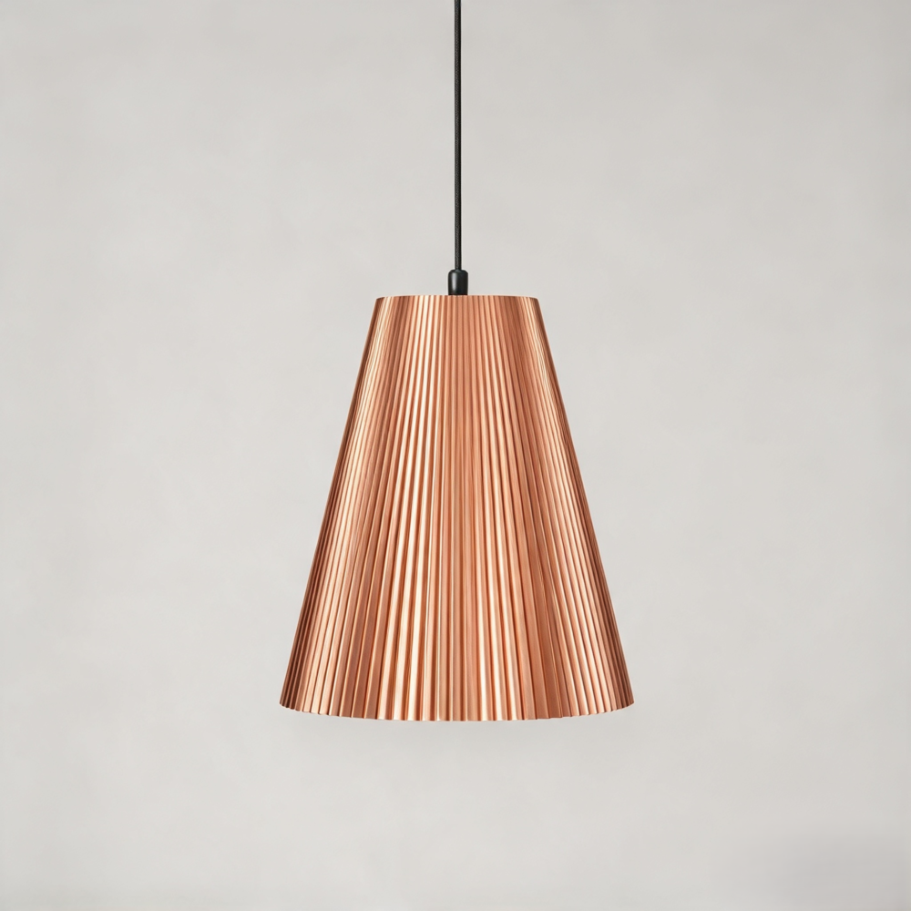 Tall Crinkle Pendant In Bronze