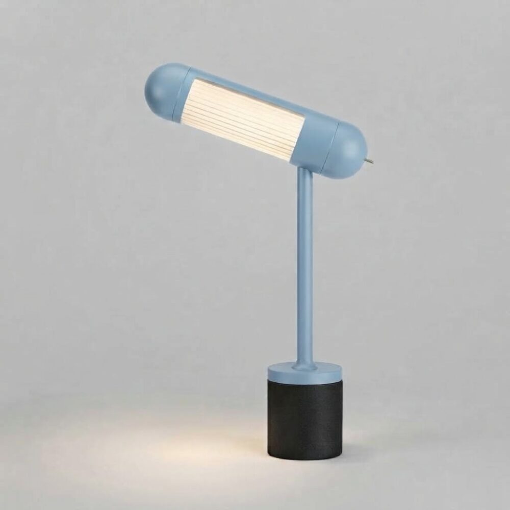 Hudson LED Desk Lamp in Pastel Blue and Textured Black