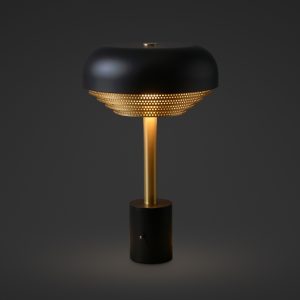 Acorn Table Lamp In Super Matt Black + Satin Brass