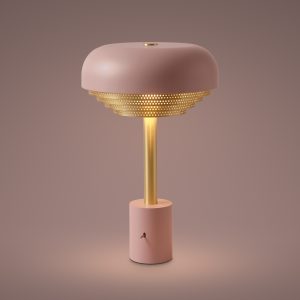 Acorn Table Lamp In Light Pink + Satin Brass