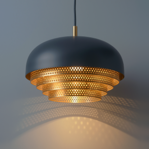 Small Acorn Pendant In Grey Blue + Satin Brass