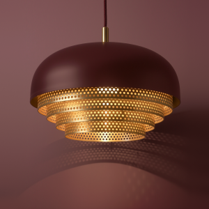 Small Acorn Pendant In Wine Red + Satin Brass
