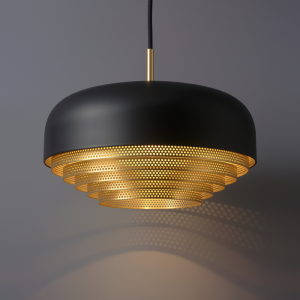 Acorn Pendant In Super Matt Black + Satin Brass