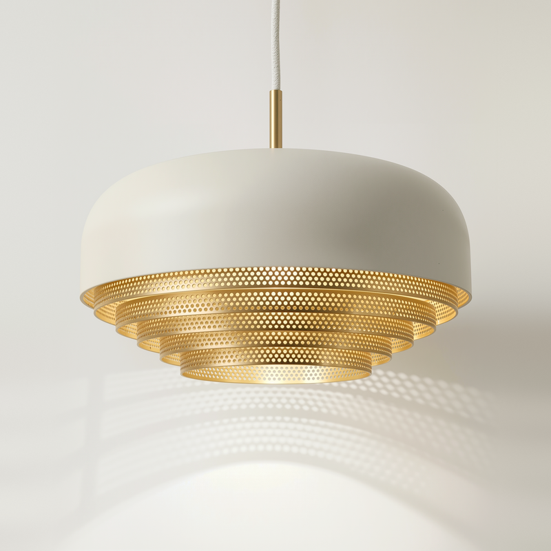 Acorn Pendant In Matt White + Satin Brass