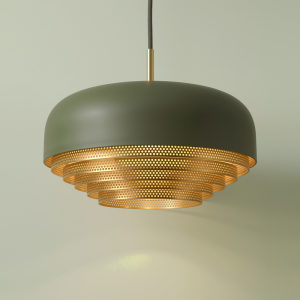 Acorn Pendant In Olive Green + Satin Brass