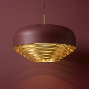 Acorn Pendant In Wine Red + Satin Brass