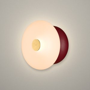 Glaze LED Ceramic Wall Light In Wine Red + Satin Brass