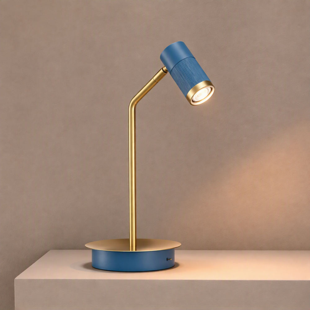 Cuba Desk Lamp In Ocean Blue + Satin Brass