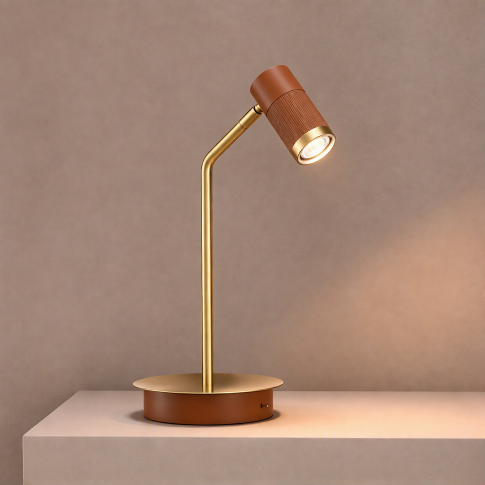 Cuba Desk Lamp In Clay Brown + Satin Brass