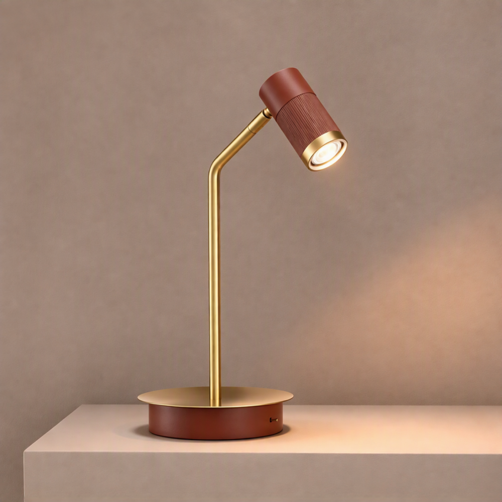 Cuba Desk Lamp In Copper Brown + Satin Brass