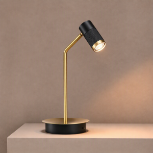 Cuba Desk Lamp In Super Matt Black + Satin Brass