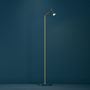 Cuba Floor Lamp In Ocean Blue + Satin Brass