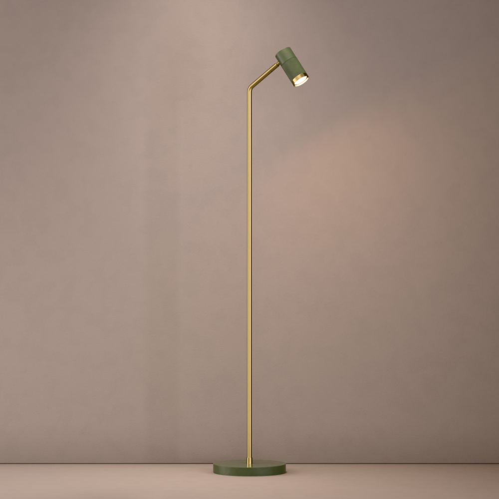 Cuba Floor Lamp In Olive Green + Satin Brass