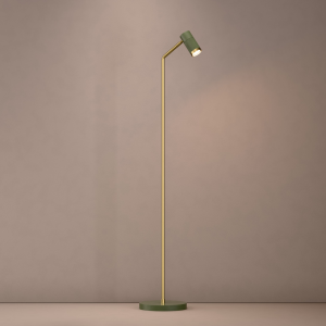 Cuba Floor Lamp In Olive Green + Satin Brass