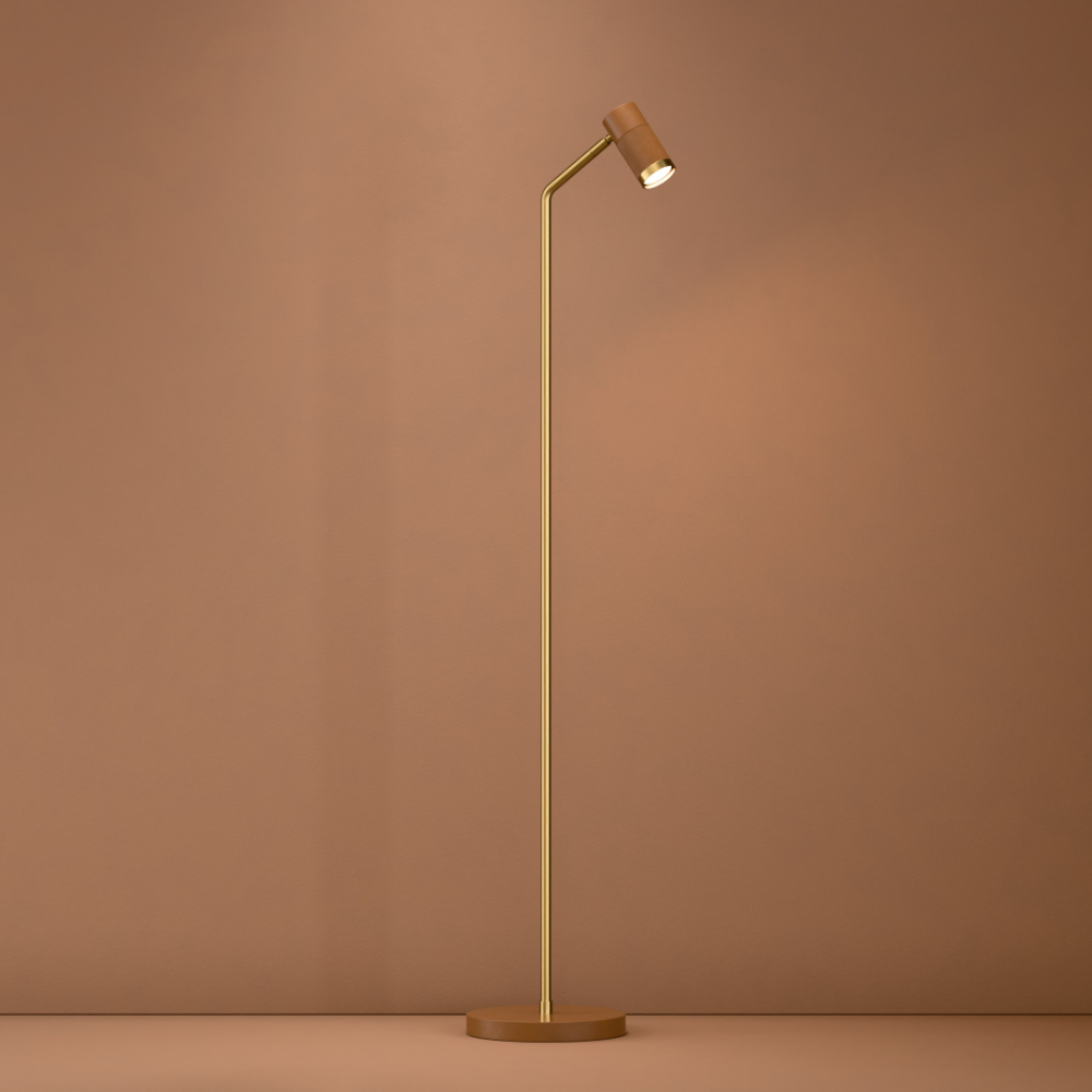 Cuba Floor Lamp In Clay Brown + Satin Brass