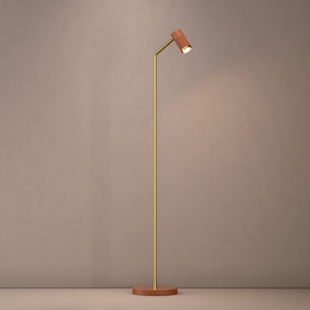 Cuba Floor Lamp In Copper Brown + Satin Brass