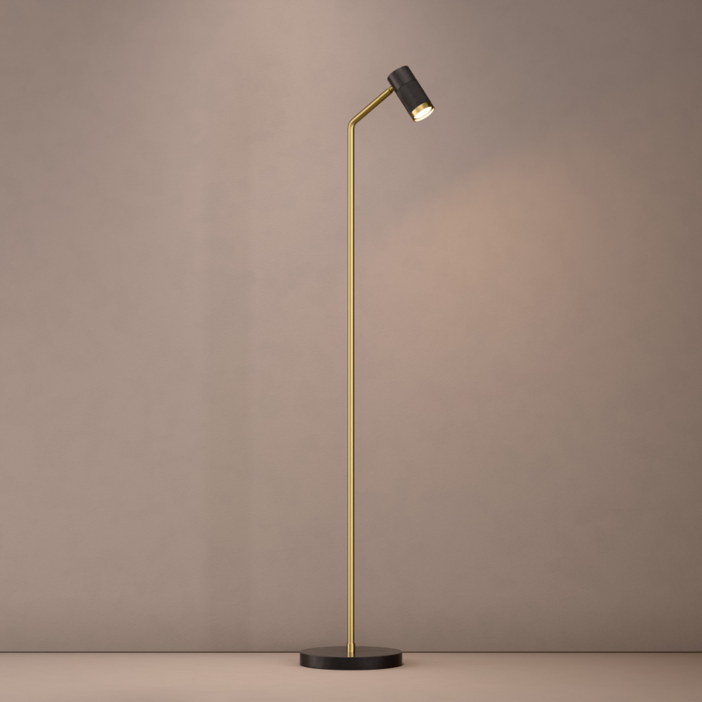 Cuba Floor Lamp In Super Matt Black + Satin Brass