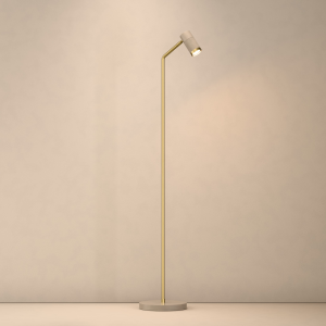 Cuba Floor Lamp In Grey Beige + Satin Brass