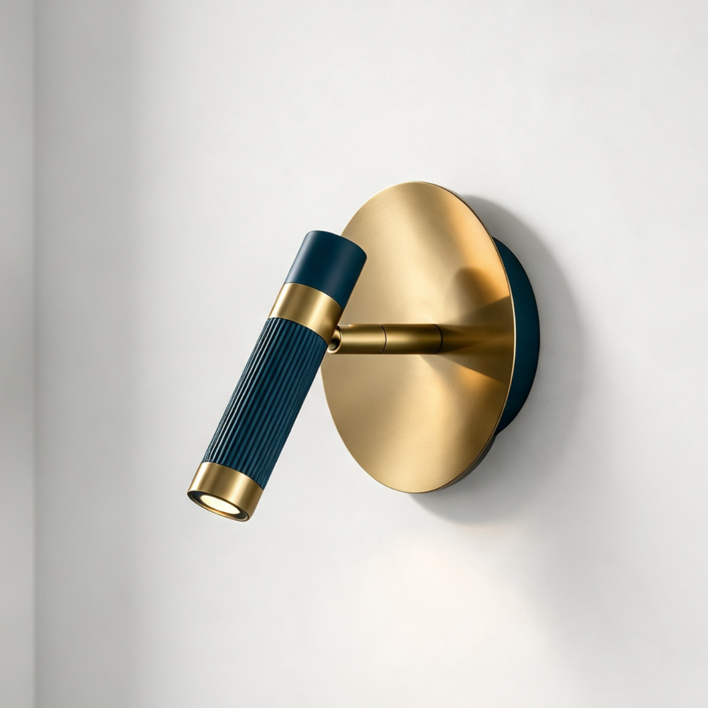 Cuba LED Reading Light In Ocean Blue + Satin Brass