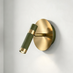 Cuba LED Reading Light In Olive Green + Satin Brass