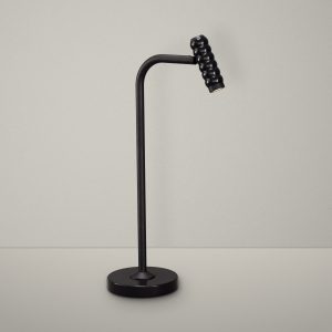 Bobbin LED Desk Lamp In Super Matt Black + Gloss Black Wood