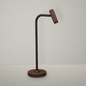 Bobbin LED Desk Lamp In Super Matt Black + Walnut Wood