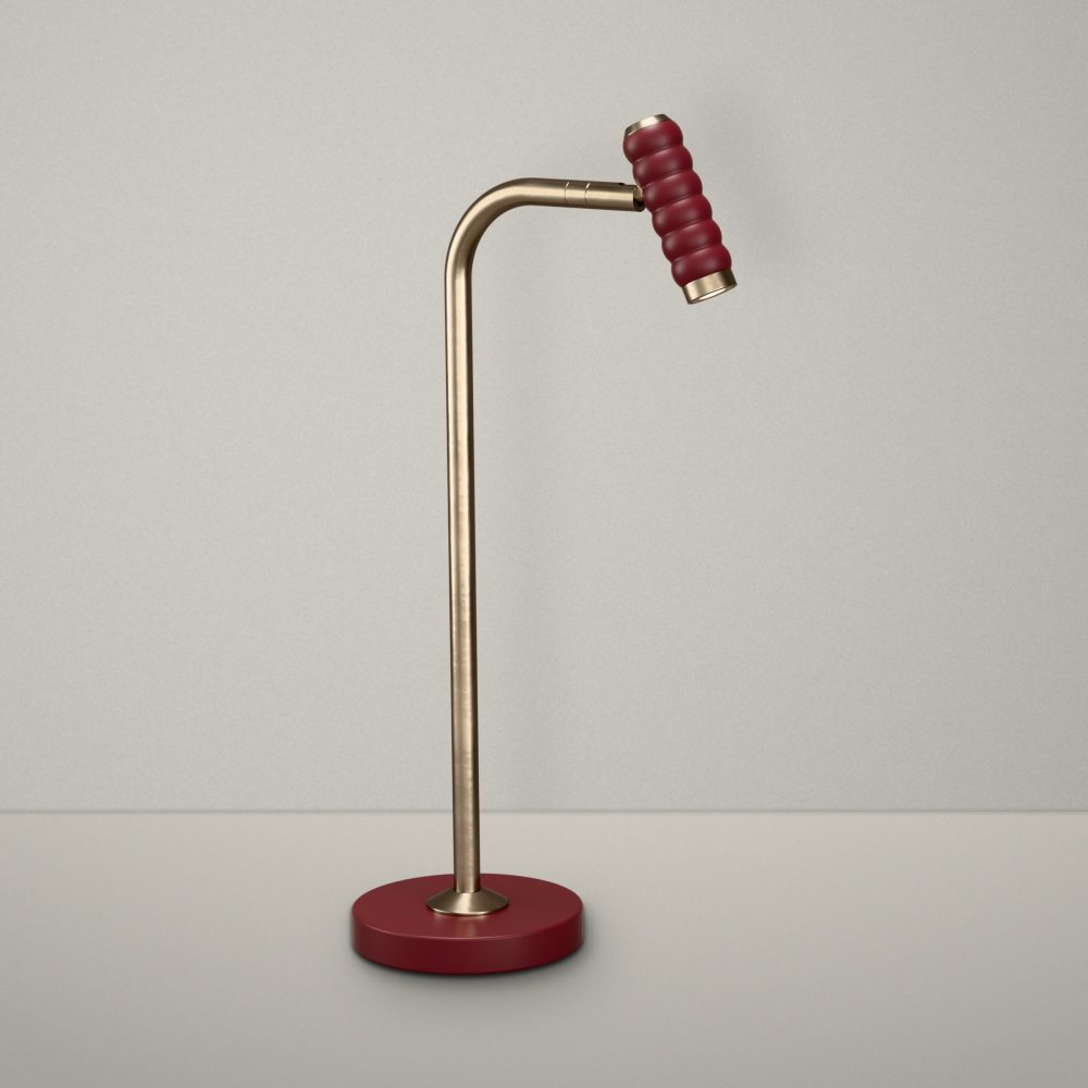 Bobbin LED Desk Lamp In Champagne + Wine Red