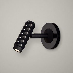 Bobbin LED Reading Light In Super Matt Black + Gloss Black Wood