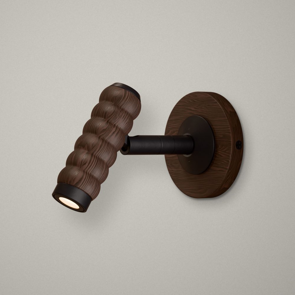Bobbin LED Reading Light In Super Matt Black + Walnut Wood