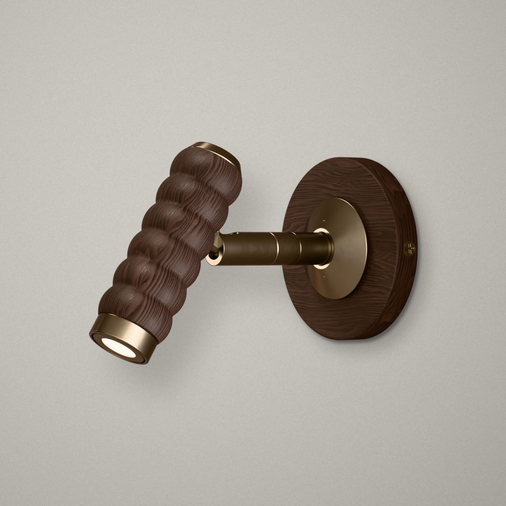 Bobbin LED Reading Light In Champagne + Walnut Wood