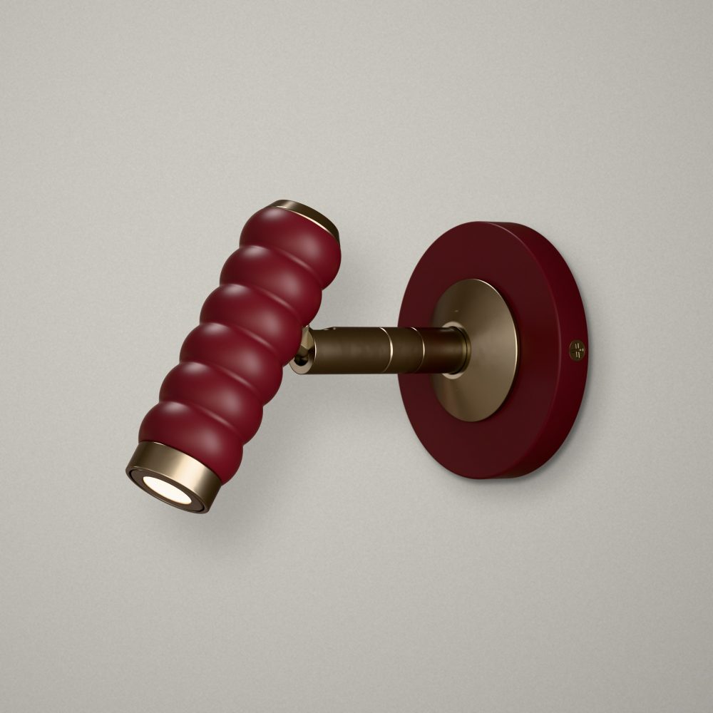 Bobbin LED Reading Light In Champagne + Wine Red