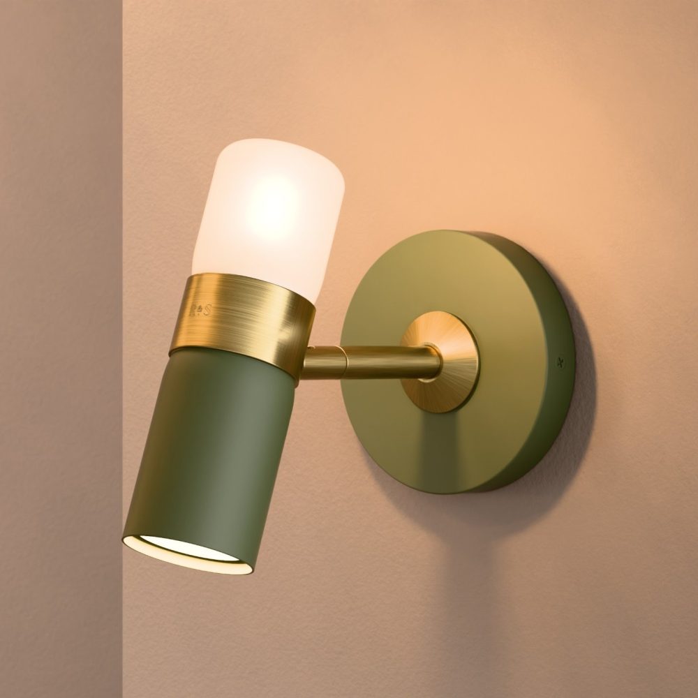 Cinch Wall Light In Olive Green + Satin Brass