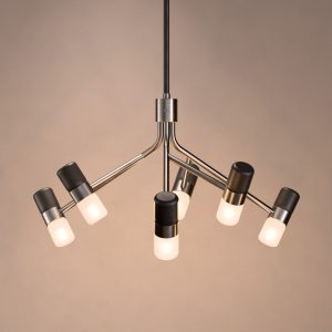Cinch 6 Light Chandelier In Super Matt Black + Satin Nickel