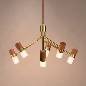 Cinch 6 Light Chandelier In Copper Brown + Satin Brass